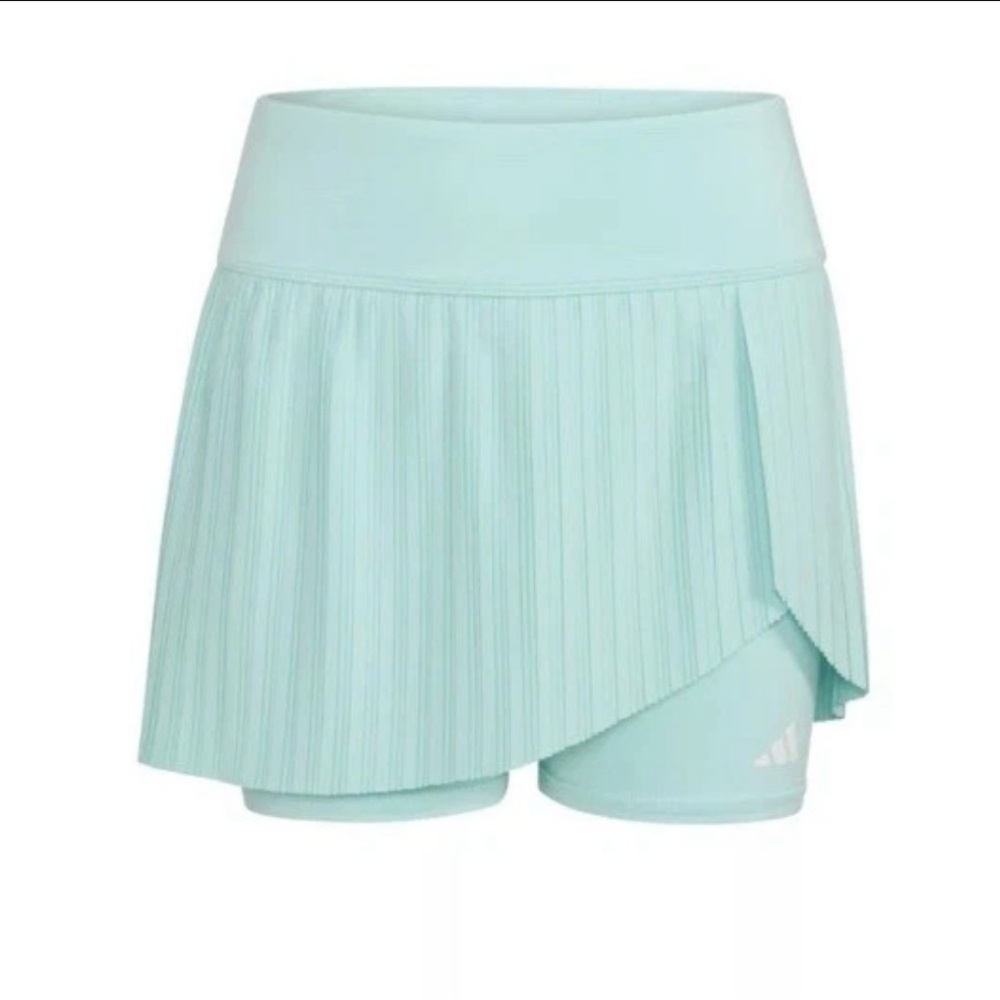 New Adidas Girls' Woven Pleated‎ Skort-Size L- Semi Flash Aqua
Color